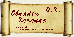 Obradin Karanac vizit kartica
